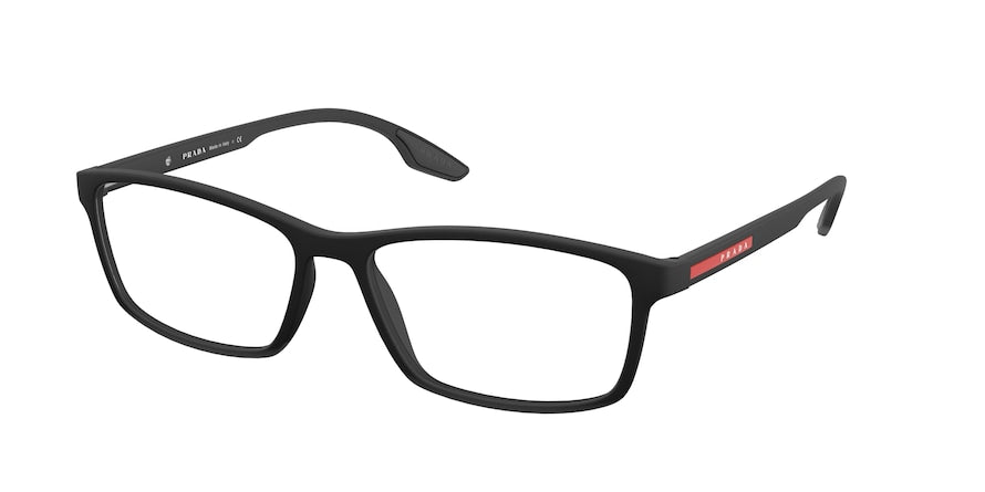 Prada Linea Rossa LIFESTYLE PS04MV Rectangle Eyeglasses  DG01O1-BLACK RUBBER 56-16-145 - Color Map black