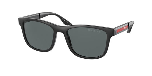 Prada Linea Rossa PS04XSF Square Sunglasses  DG002G-BLACK RUBBER/BLACK 56-18-145 - Color Map black