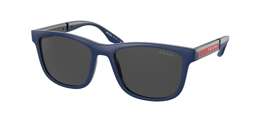 Prada Linea Rossa PS04XS Square Sunglasses  02S06F-NAVY RUBBER/BLACK 54-18-145 - Color Map blue