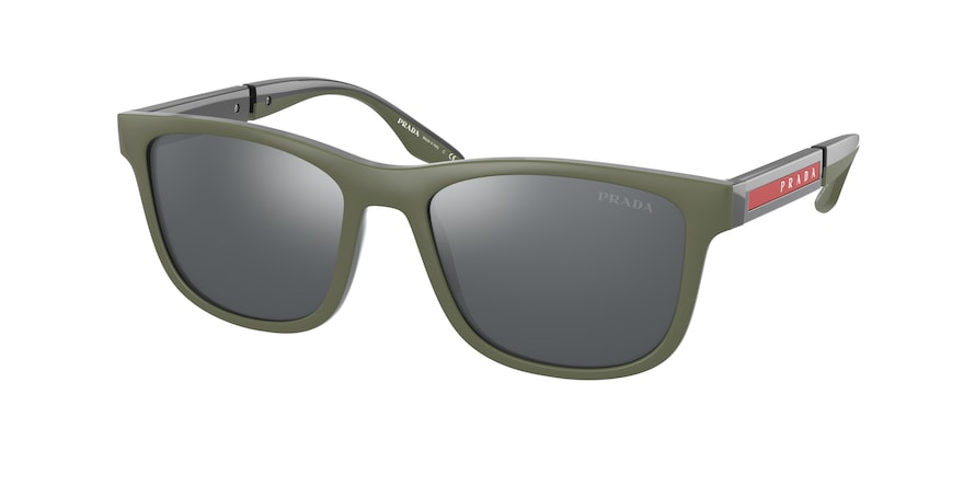 Prada Linea Rossa PS04XS Square Sunglasses  03S0D3-MILITARY RUBBER/DARK GREY 54-18-145 - Color Map green