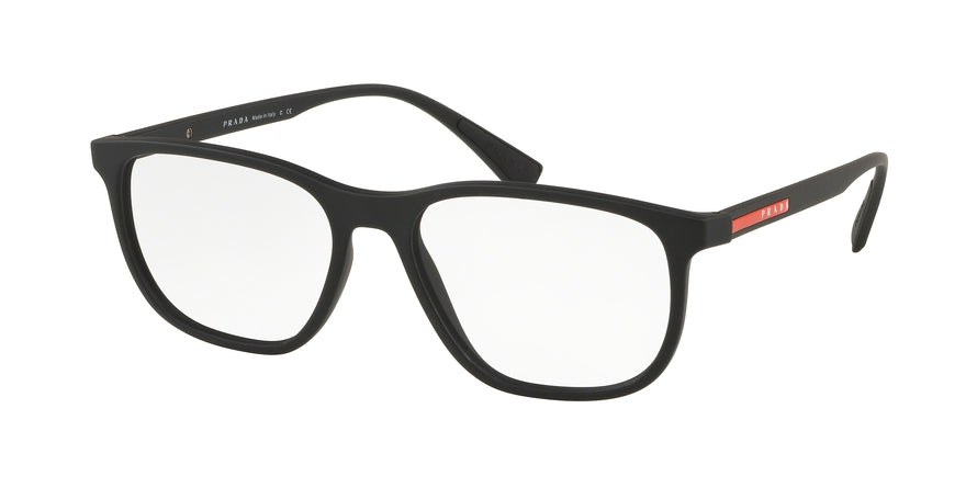 Prada Linea Rossa LIFESTYLE PS05LV Rectangle Eyeglasses  DG01O1-BLACK RUBBER 55-17-145 - Color Map black