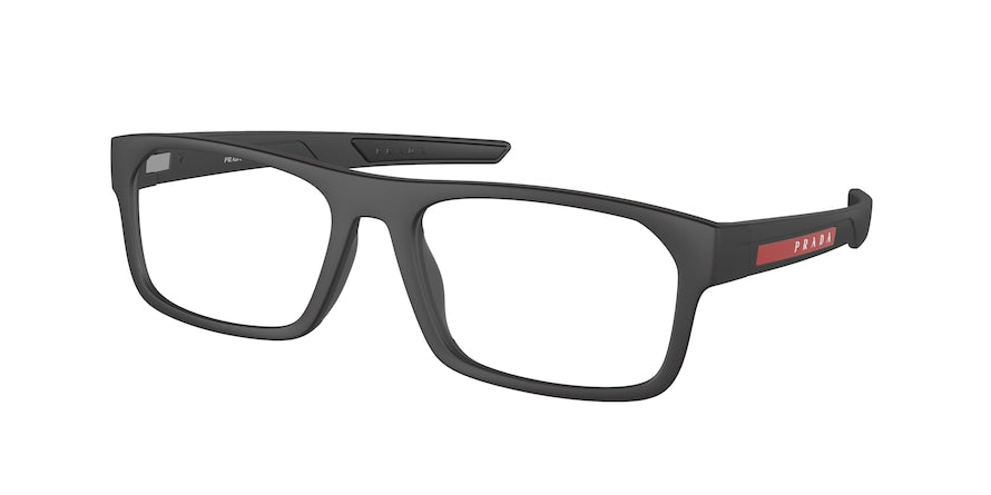 Prada Linea Rossa PS08OV Rectangle Eyeglasses  DG01O1-BLACK RUBBER 57-18-140 - Color Map black