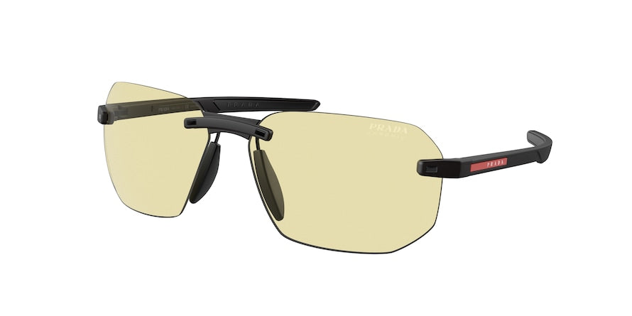 Prada Linea Rossa PS09WS Irregular Sunglasses  DG002S-BLACK RUBBER 62-14-130 - Color Map black