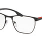 Prada Linea Rossa LIFESTYLE PS50LV Irregular Eyeglasses  4891O1-BLACK RUBBER 55-19-145 - Color Map black