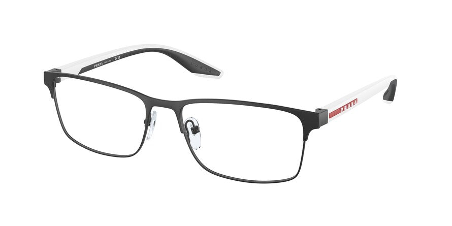 Prada Linea Rossa PS50PV Rectangle Eyeglasses  DG01O1-BLACK RUBBER 57-17-145 - Color Map black