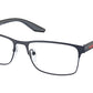 Prada Linea Rossa PS50PV Rectangle Eyeglasses  TFY1O1-BLUE RUBBER 57-17-145 - Color Map blue