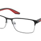Prada Linea Rossa PS50PV Rectangle Eyeglasses  YDC1O1-BLACK/SILVER 57-17-145 - Color Map black