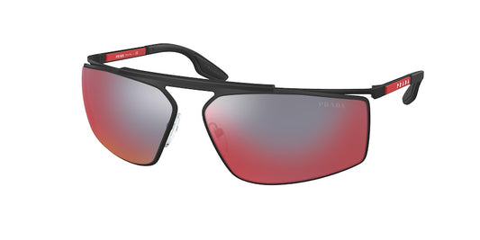 Prada Linea Rossa PS51WS Irregular Sunglasses  DG008F-BLACK RUBBER 68-14-120 - Color Map black