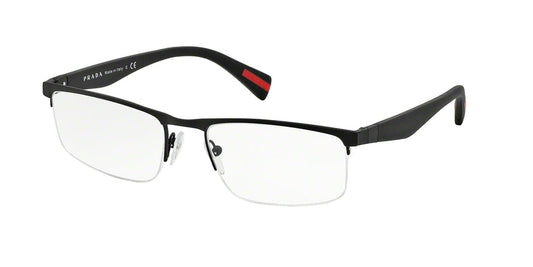 Prada Linea Rossa ACTIVE PS52FV Rectangle Eyeglasses  DG01O1-BLACK RUBBER 54-18-140 - Color Map black