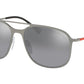 Prada Linea Rossa LIFESTYLE PS53TS Pillow Sunglasses  7CQ2F2-MATTE GUNMETAL/SHINY 56-16-140 - Color Map brown