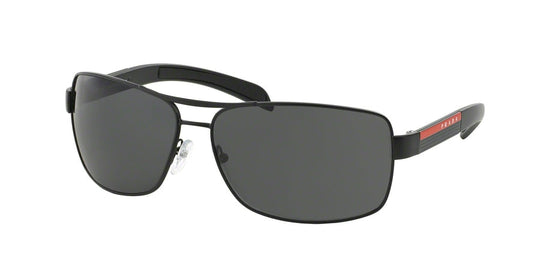 Prada Linea Rossa PS54IS Rectangle Sunglasses  1BO1A1-MATTE BLACK & BLACK RUBBER 65-14-125 - Color Map black