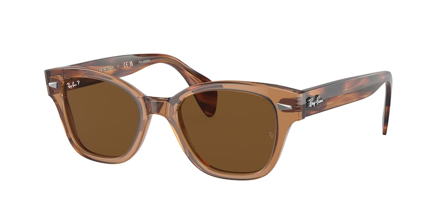 Ray-Ban RB0880S Square Sunglasses  664057-TRANSPARENT BROWN 52-19-145 - Color Map brown