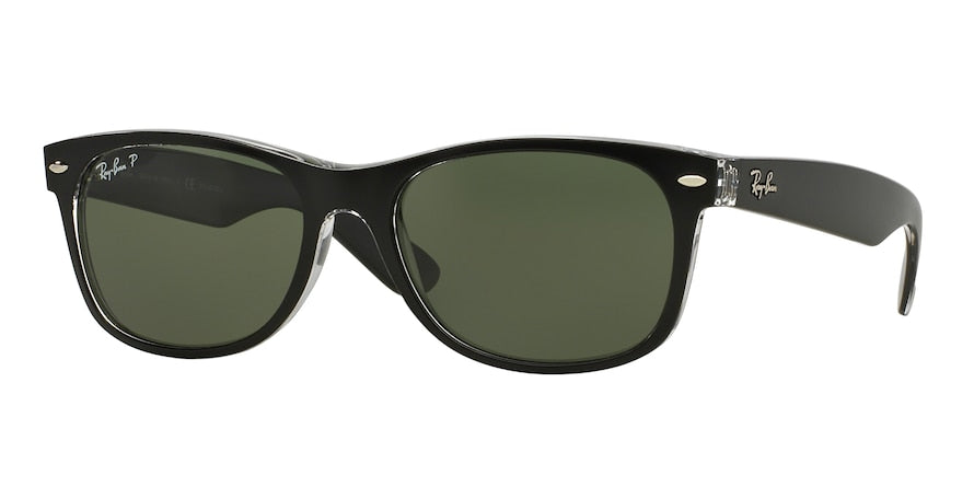 Ray-Ban NEW WAYFARER RB2132 Square Sunglasses  605258-BLACK ON TRANSPARENT 55-18-145 - Color Map clear