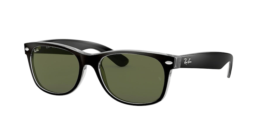 Ray-Ban NEW WAYFARER RB2132 Square Sunglasses  6052-BLACK ON TRANSPARENT 58-18-145 - Color Map clear