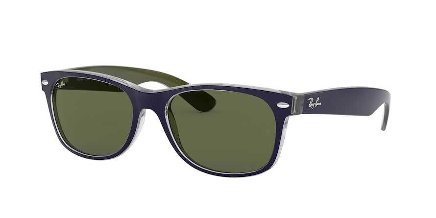 Ray-Ban NEW WAYFARER RB2132 Square Sunglasses  6188-MATTE BLUE ON MILITARY GREEN 55-18-145 - Color Map blue