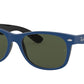 Ray-Ban NEW WAYFARER RB2132 Square Sunglasses  646331-RUBBER BLUE ON BLACK 55-18-145 - Color Map blue