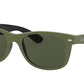 Ray-Ban NEW WAYFARER RB2132 Square Sunglasses  646531-RUBBER MILITARY GREEN ON BLACK 55-18-145 - Color Map green