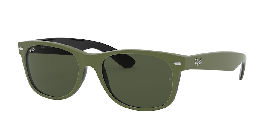 Ray-Ban NEW WAYFARER RB2132 Square Sunglasses  646531-RUBBER MILITARY GREEN ON BLACK 55-18-145 - Color Map green