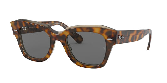 Ray-Ban STATE STREET RB2186 Square Sunglasses  1292B1-HAVANA ON TRANSPARENT BROWN 49-20-145 - Color Map havana