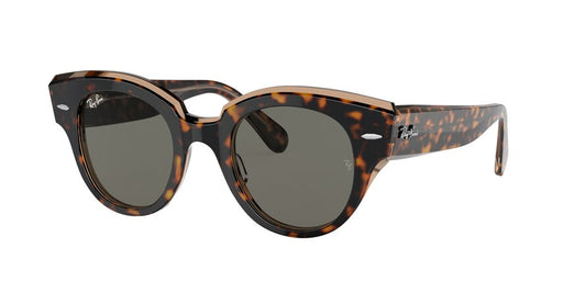 Ray-Ban ROUNDABOUT RB2192 Round Sunglasses  1292B1-HAVANA ON TRANSPARENT BROWN 47-22-145 - Color Map havana