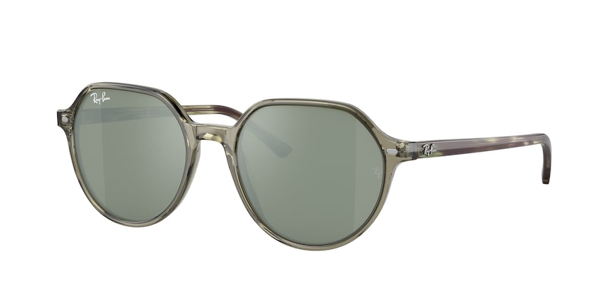 Ray-Ban THALIA RB2195 Square Sunglasses  66355C-TRANSPARENT GREEN 55-18-145 - Color Map green
