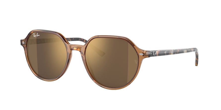 Ray-Ban THALIA RB2195 Square Sunglasses  663693-TRANSPARENT BROWN 55-18-145 - Color Map brown
