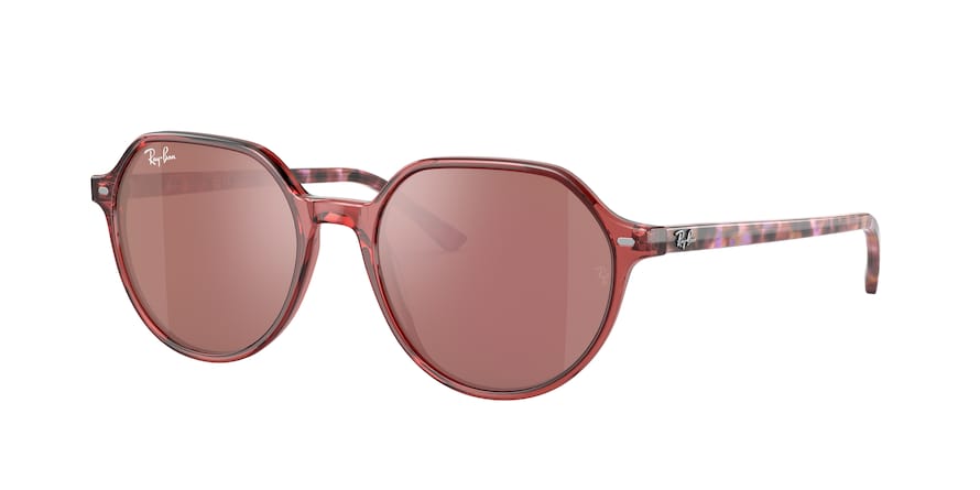 Ray-Ban THALIA RB2195 Square Sunglasses  66372K-TRANSPARENT PINK 55-18-145 - Color Map pink