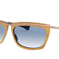 Ray-Ban OLYMPIAN II RB2419 Pillow Sunglasses  13063F-WRINKLED BEIGE ON BLUE 56-14-140 - Color Map light brown