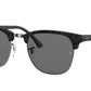 Ray-Ban CLUBMASTER RB3016 Square Sunglasses  1305B1-WRINKLED BLACK ON BLACK 51-21-145 - Color Map black
