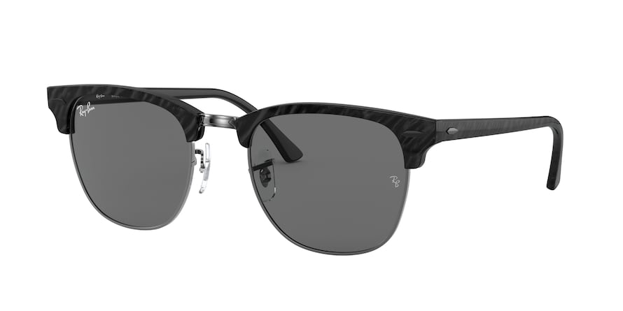Ray-Ban CLUBMASTER RB3016 Square Sunglasses  1305B1-WRINKLED BLACK ON BLACK 51-21-145 - Color Map black