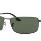 Ray-Ban RB3498 Rectangle Sunglasses  004/71-GUNMETAL 64-17-135 - Color Map gunmetal