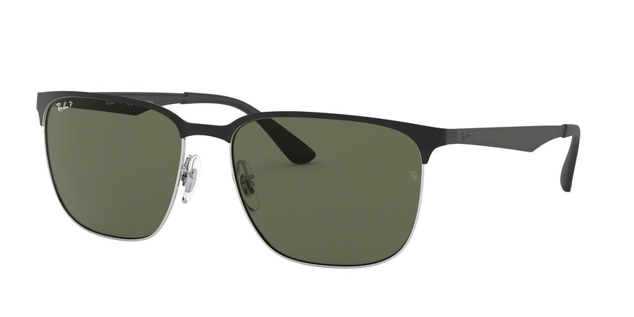 Ray-Ban RB3569 Square Sunglasses  90049A-BLACK ON SILVER 59-17-145 - Color Map black