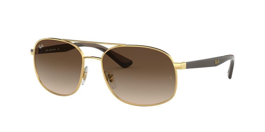 Ray-Ban RB3593 Square Sunglasses  001/13-GOLD 58-17-140 - Color Map gold
