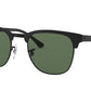 Ray-Ban CLUBMASTER METAL RB3716 Square Sunglasses  186/58-MATTE BLACK ON BLACK 51-21-145 - Color Map black