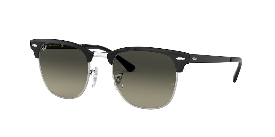 Ray-Ban CLUBMASTER METAL RB3716 Square Sunglasses  900471-BLACK ON SILVER 51-21-145 - Color Map black