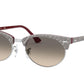Ray-Ban CLUBMASTER OVAL RB3946 Oval Sunglasses  130732-WRINKLED GREY ON BORDEAUX 52-19-145 - Color Map grey