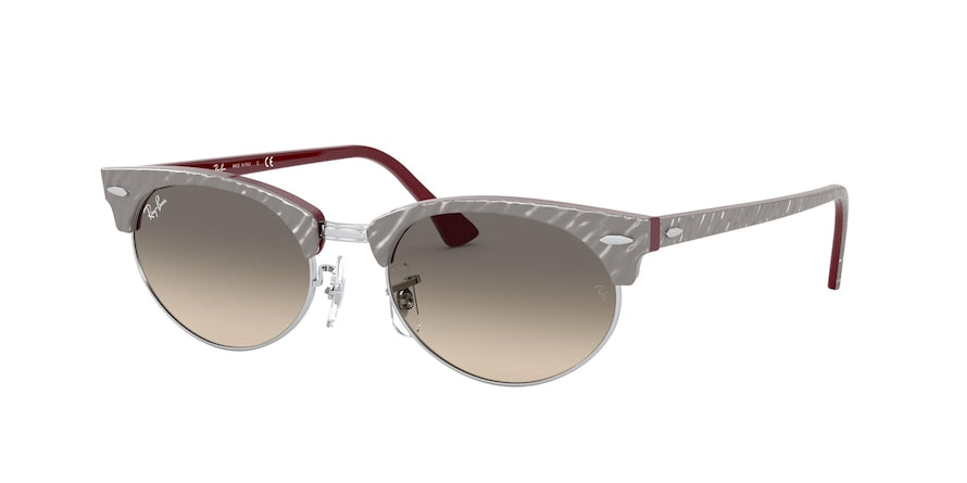 Ray-Ban CLUBMASTER OVAL RB3946 Oval Sunglasses  130732-WRINKLED GREY ON BORDEAUX 52-19-145 - Color Map grey
