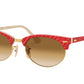 Ray-Ban CLUBMASTER OVAL RB3946 Oval Sunglasses  130851-WRINKLED RED ON BEIGE 52-19-145 - Color Map red