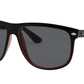 Ray-Ban BOYFRIEND RB4147 Square Sunglasses  617187-MATTE BLACK ON TRANSPARENT RED 60-15-145 - Color Map black