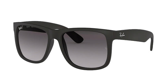 Ray-Ban JUSTIN RB4165 Square Sunglasses  601/8G-RUBBER BLACK 55-16-145 - Color Map black