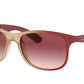 Ray-Ban ANDY RB4202 Square Sunglasses  63698H-GRAD BORD ON RUBBER LT PINK TR 55-17-145 - Color Map pink