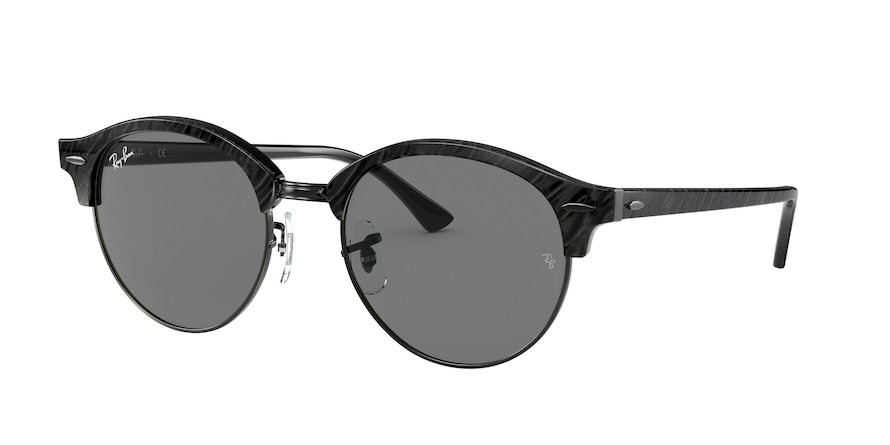 Ray-Ban CLUBROUND RB4246 Round Sunglasses  1305B1-WRINKLED BLACK ON BLACK 51-19-145 - Color Map black