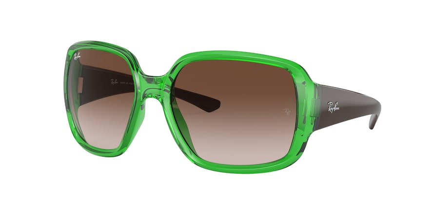 Ray-Ban POWDERHORN RB4347 Square Sunglasses  666113-TRANSPARENT GREEN 60-18-125 - Color Map green