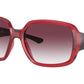 Ray-Ban POWDERHORN RB4347 Square Sunglasses  66628H-TRANSPARENT RED 60-18-125 - Color Map red