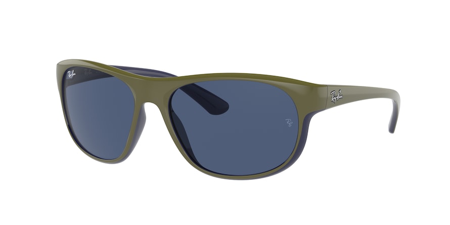 Ray-Ban RB4351 Pillow Sunglasses  657080-MATTE GREEN ON BLUE 59-17-140 - Color Map green