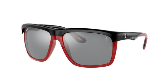 Ray-Ban RB4363M Rectangle Sunglasses  F6026G-MATTE BLACK ON RED 61-15-135 - Color Map black