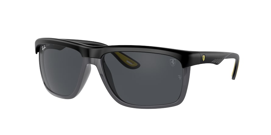 Ray-Ban RB4363M Rectangle Sunglasses  F65987-MATTE BLACK ON GREY 61-15-135 - Color Map black