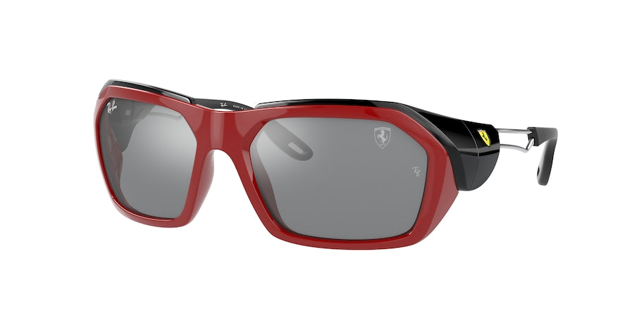 Ray-Ban RB4367M Irregular Sunglasses  F6636G-RED 59-19-125 - Color Map red