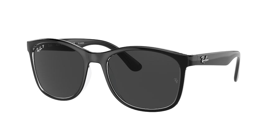 Ray-Ban RB4374 Square Sunglasses  603948-BLACK ON TRANSPARENT 56-19-145 - Color Map black