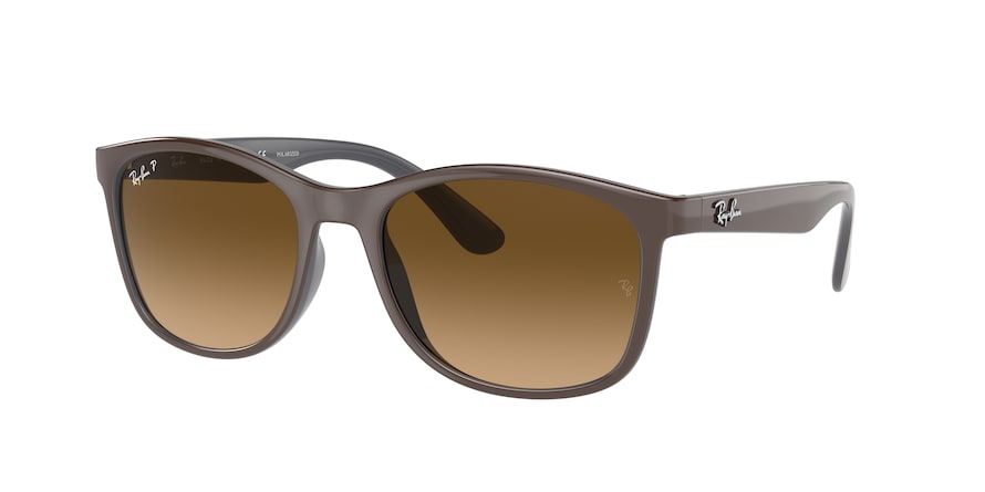 Ray-Ban RB4374 Square Sunglasses  6600M2-BROWN ON GREY 56-19-145 - Color Map brown